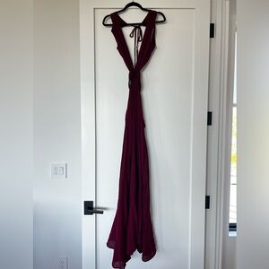 Maroon open back wrap dress